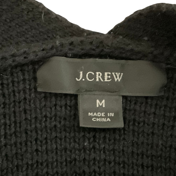 J. Crew Women's Medium Black Cardigan Sweater Knit Pockets Long Knit Winter - Picture 4 of 9